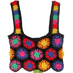 Farm Rio Colorful Crochet Crop Top